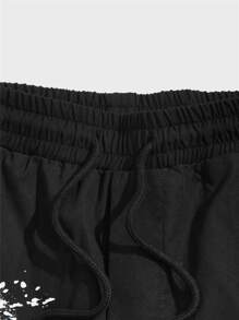 Manfinity VCAY Nam Quần short Với Lá thư & Mặt in hoạt hình Và Eo dây rút - màu đen - Xem 3