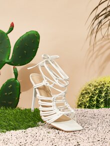 Xăng đan Cao gót Nữ - trắng - Xem 5