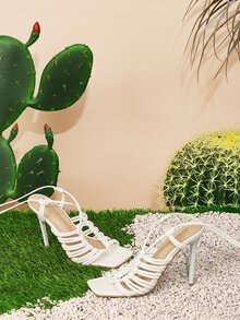 Xăng đan Cao gót Nữ - trắng - Xem 9