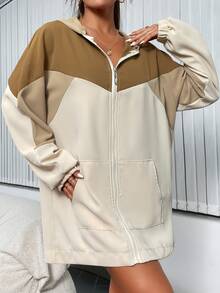 撞色蝙蝠袖連帽外套 - 彩色 - 查看 3