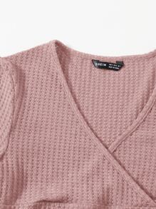 Muchica Surplice Neck Lettuce Trim Tee - Dusty Pink - View 4