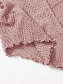 Muchica Surplice Neck Lettuce Trim Tee - Dusty Pink - View 5