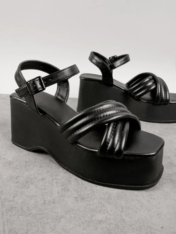 black platform sandals shein