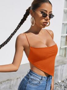 SHEIN BAE 十字交叉後背繫帶手帕下擺吊帶上衣 - 橘色 - 查看 3