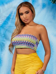 SHEIN SXY 段染短款抹胸上衣 - 彩色 - 查看 4