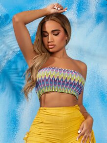 SHEIN SXY 段染短款抹胸上衣 - 彩色 - 查看 5