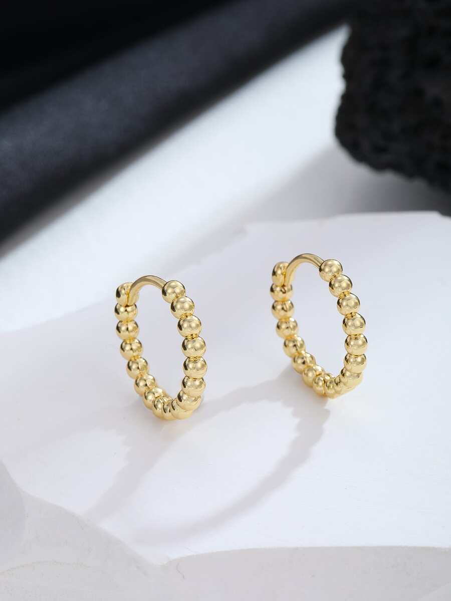 Hihho đôi bông tai hình hạt cườm tối giản thời trang để đeo hàng ngày - Vàng - Xem 1