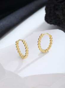 Hihho đôi bông tai hình hạt cườm tối giản thời trang để đeo hàng ngày - Vàng - Xem 2