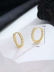 Hihho đôi bông tai hình hạt cườm tối giản thời trang để đeo hàng ngày - Vàng - Xem 3