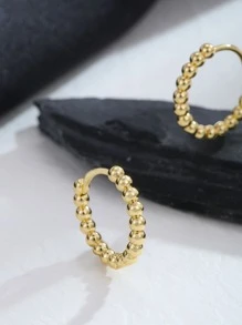 Hihho đôi bông tai hình hạt cườm tối giản thời trang để đeo hàng ngày - Vàng - Xem 4