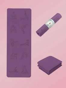 Figure Graphic Foldable Yoga Mat - Purple - View 1