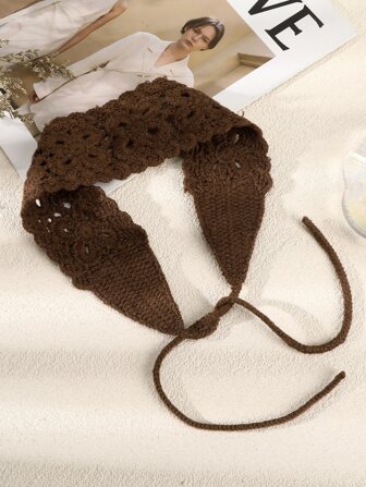 Solid Knit Hair Band For Daily Use For Girls Hairstyles Casual Boho Bandana Headband Turban Headband Sweatband, School Stuff, College, Headbands Fall Winter Hair Accessories For Women For Vacation Outfits Woman Elegant Scarf