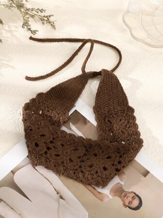 Solid Knit Hair Band For Daily Use For Girls Hairstyles Casual Boho Bandana Headband Turban Headband Sweatband, School Stuff, College, Headbands Fall Winter Hair Accessories For Women For Vacation Outfits Woman Elegant Scarf