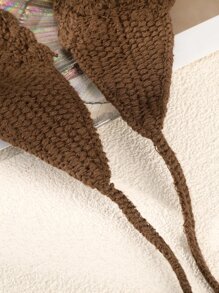 纯色针织发带，适合女孩日常发型休闲波西米亚风头巾头带头巾头带吸汗带，学校用品，学院，头带秋冬发饰，适合女士度假装扮，女士优雅围巾 - 棕色 - 查看 4