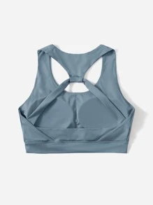 SHEIN Sujetador deportivo de espalda con abertura - Neblina azul - Ver 2