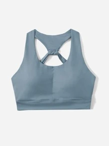 SHEIN Sujetador deportivo de espalda con abertura - Neblina azul - Ver 5