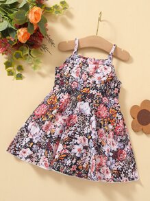 嬰兒印花吊帶連衣裙 - 彩色 - 查看 1