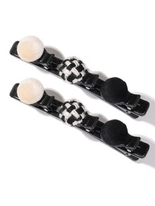 2pcs Pom Pom Decor Hair Clip - Multicolor - View 2
