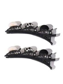 2pcs Pom Pom Decor Hair Clip - Multicolor - View 3