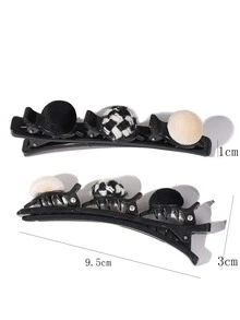 2pcs Pom Pom Decor Hair Clip - Multicolor - View 5