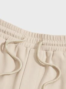 Manfinity NXTstreet 男士翻蓋口袋拼接字母織帶腰部抽繩衛褲 - 杏色 - 查看 3