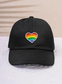 LGBT彩虹條紋愛心刺繡棒球帽 - 黑色 - 查看 2