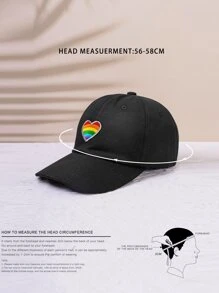 LGBT彩虹條紋愛心刺繡棒球帽 - 黑色 - 查看 4