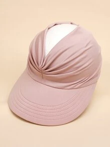 褶飾空頂禮帽 - 粉色 - 查看 1