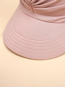 褶飾空頂禮帽 - 粉色 - 查看 5