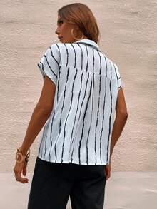 Áo sơ mi Sọc tay cánh - trắng - Xem 2