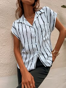 Áo sơ mi Sọc tay cánh - trắng - Xem 3