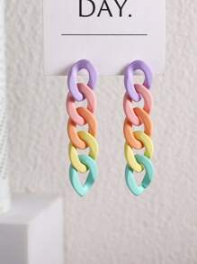 1對時髦甜美風Y2K風格彩色圓耳環,女士派對耳環首飾配件,生日禮物 - 彩色 - 查看 1