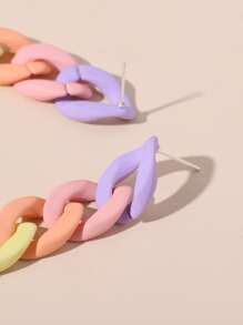 1對時髦甜美風Y2K風格彩色圓耳環,女士派對耳環首飾配件,生日禮物 - 彩色 - 查看 3