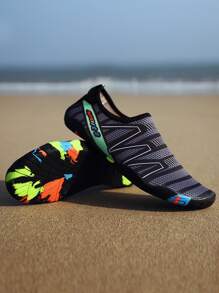 Sporty Grey Sneakers For Men, Colorblock Letter Graphic Creek Shoes Men Vacation - Dark Grey - View 2