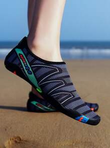 Sporty Grey Sneakers For Men, Colorblock Letter Graphic Creek Shoes Men Vacation - Dark Grey - View 3