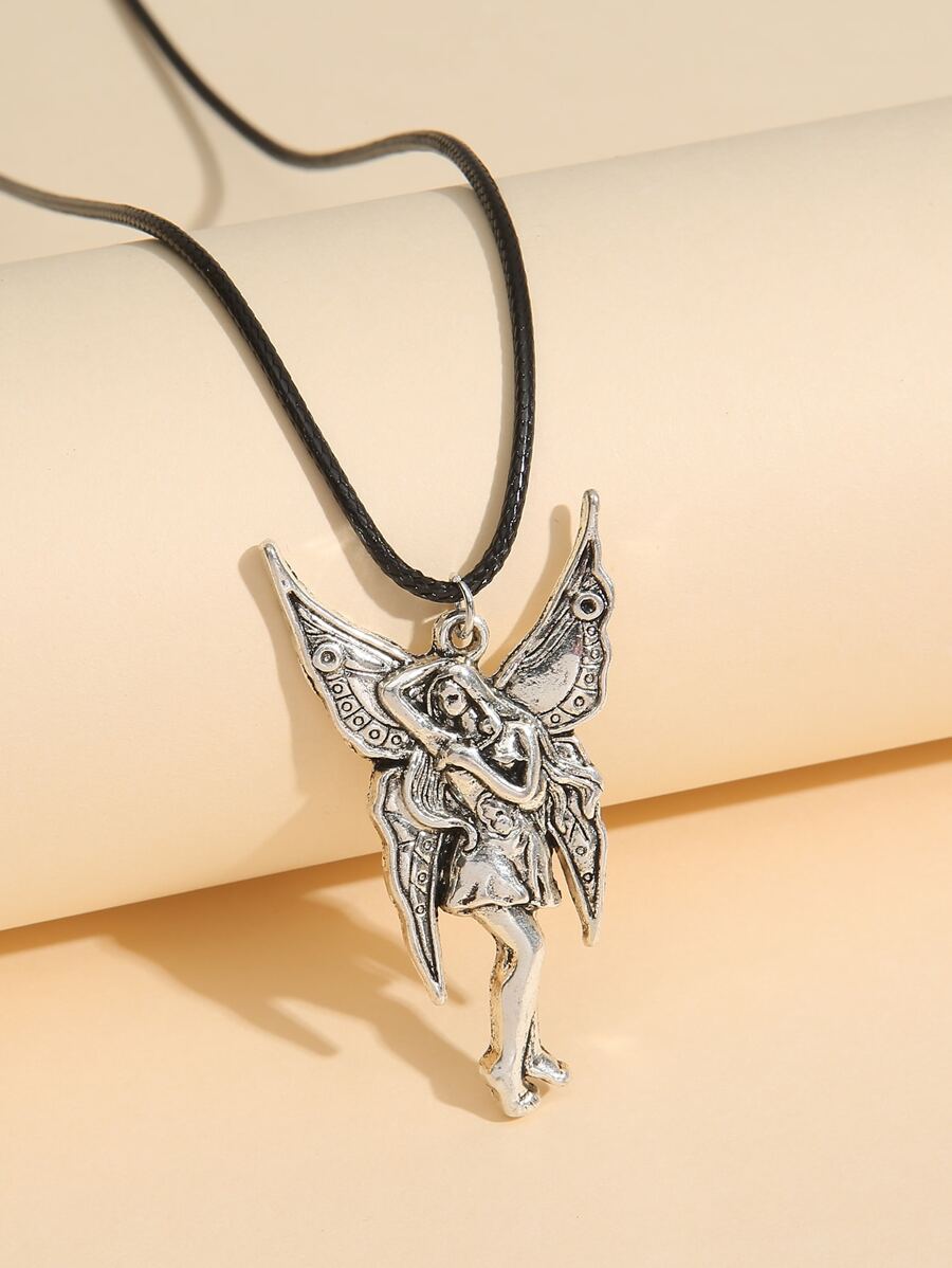 吊墜項鍊 - 復古銀色 - 查看 1