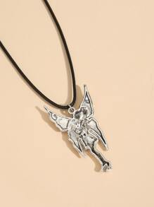 吊墜項鍊 - 復古銀色 - 查看 2