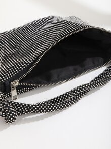 Gorgeous And Fashionable Shiny Rhinestone-encrusted Knotted Hand-held Evening Bag For Party, Wedding And Dance - Black - View 7