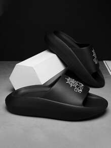 Men Boat Helm Graphic Slides - Black - View 1