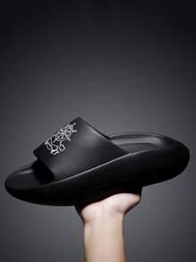 Men Boat Helm Graphic Slides - Black - View 2