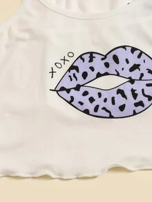 女孩3組豹紋和嘴唇印花睡衣套裝 - 彩色 - 查看 4