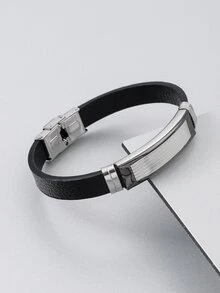 Pulseira Decoração Geométrica Masculina - màu đen - Xem 1