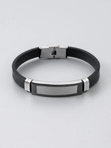 Pulseira Decoração Geométrica Masculina - màu đen - Xem 2