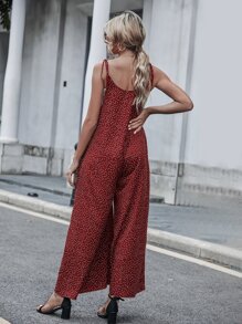 Breezaya Áo liền quần nữ Thắt nút Túi Chấm bi Boho - Đỏ - Xem 2