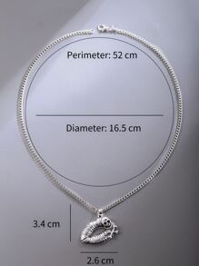 1pc Hollow Lips Pendant Necklace, Punk Rock Metal Design For Men And Women, Suitable For Parties And Matching Daily Outfit Accessories - Antique Silver - View 5