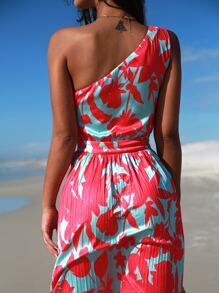 SHEIN Unity Floral Print One Shoulder Dress - Multicolor - View 2