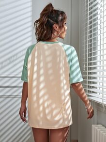 SHEIN Unity Áo thun nữ Khối Màu Giải trí - Màu be - Xem 2