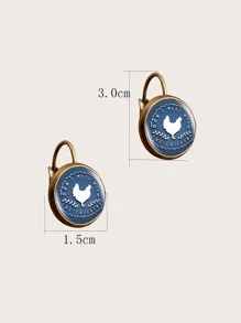 1 bông tai tròn hình con gà trang sức bằng đồng - Nhiều màu - Xem 3