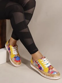 Zapatos Deportivos Clásicos Suaves Y Cómodos Para Mujer, Con Cordones Y Cremallera Lateral, Fácilmente Combinables Con Cualquier Equipo - Amarillo - Ver 1