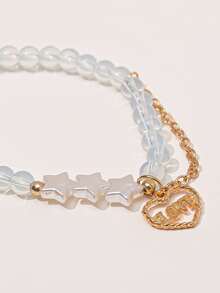 Pulsera con cuenta letra y estrella con diseño cristal - Blanco - Ver 2